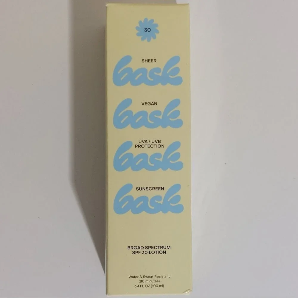 Bask Vegan Broad Spectrum Sheer Moisturizing Sunscreen SPF 30 Lotion 3.4 oz NWT